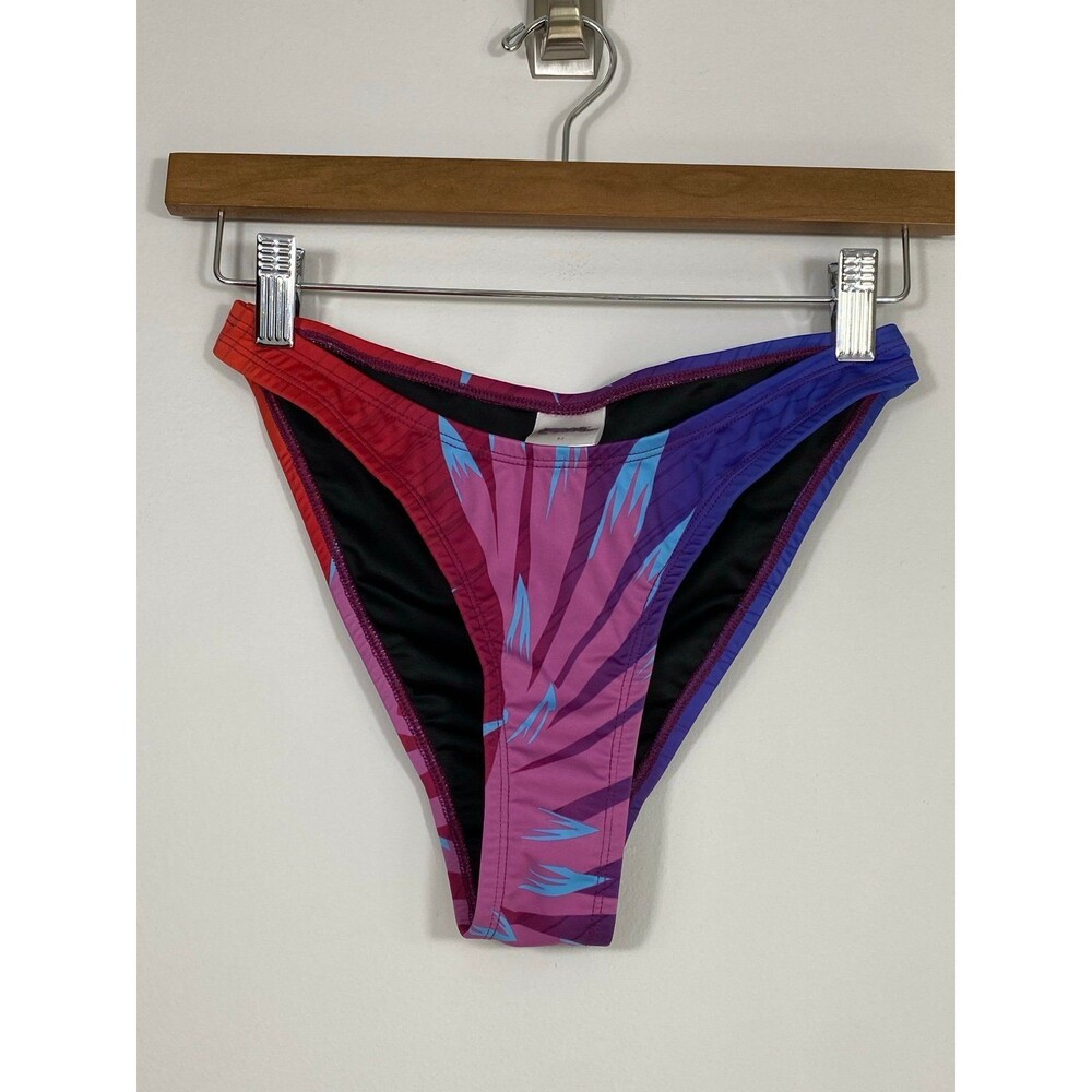 BFYNE Tropical Print High Cut Bikini Bottom Size M Colorblock Swim